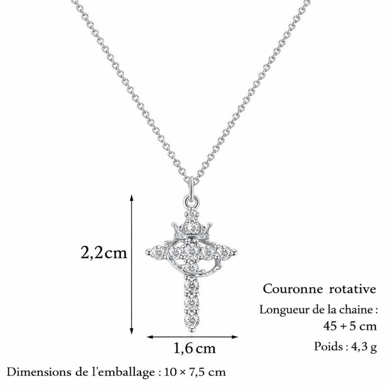 Collier protecteur avec croix et couronne