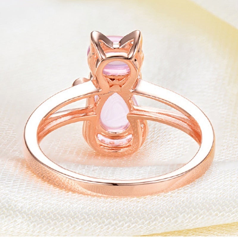 Bague avec chat en or rose