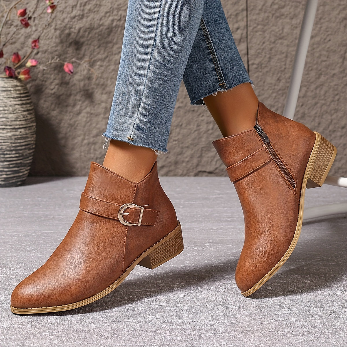 Amélina | Comfortable Buckle Ankle Boots for Sensitive Feet
