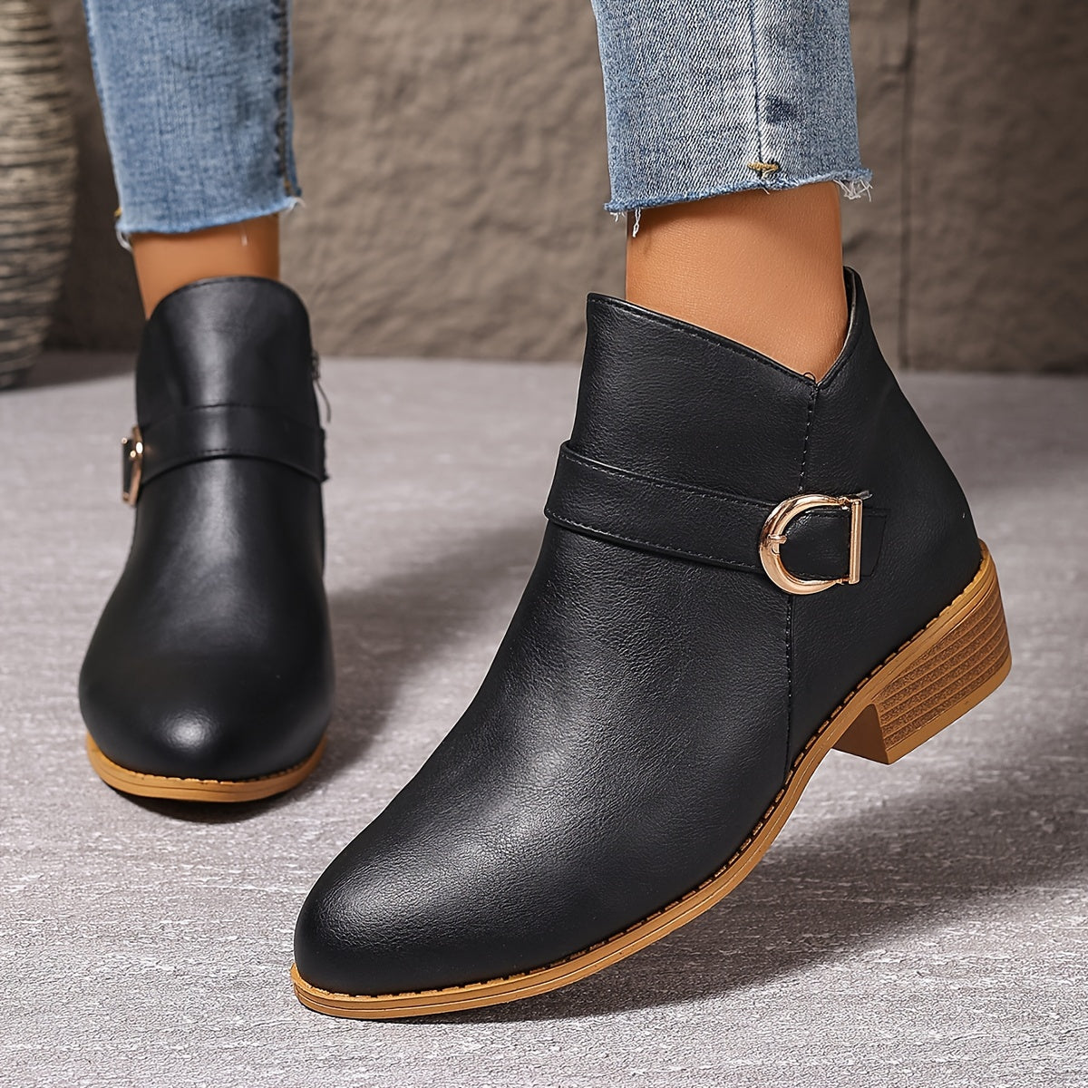 Amélina | Comfortable Buckle Ankle Boots for Sensitive Feet