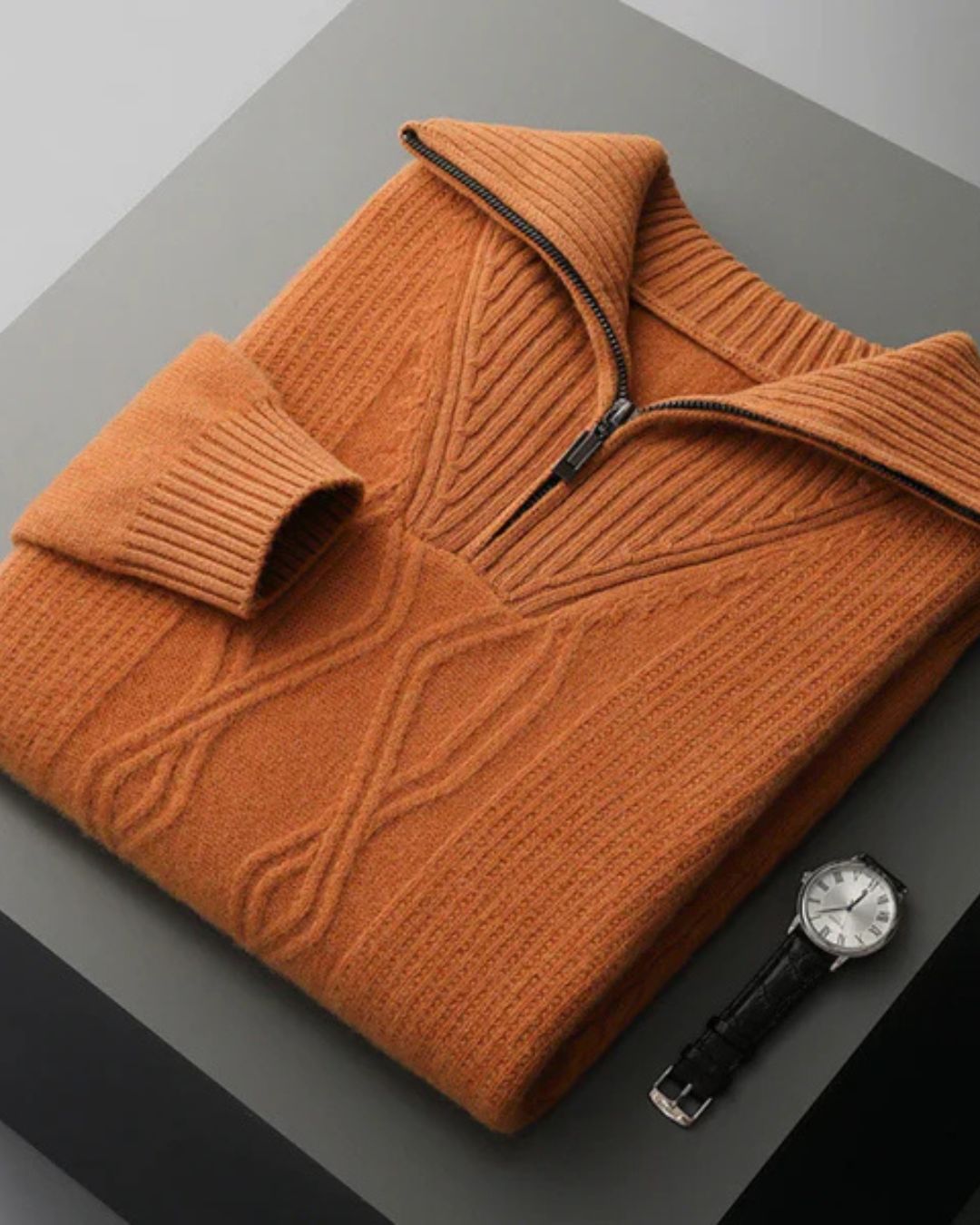 Pull zippé en laine mérinos Taranto