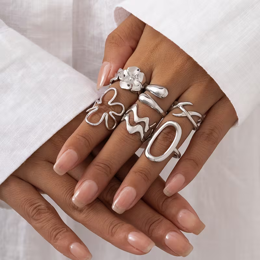 Luxe Geometric Ring Set