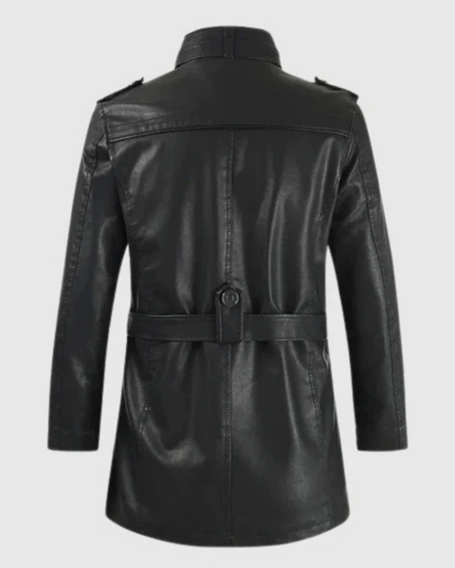 Elegant Long Leather Biker Jacket