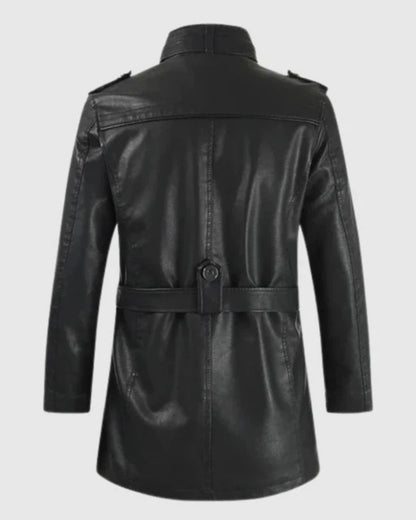 Elegant Long Leather Biker Jacket