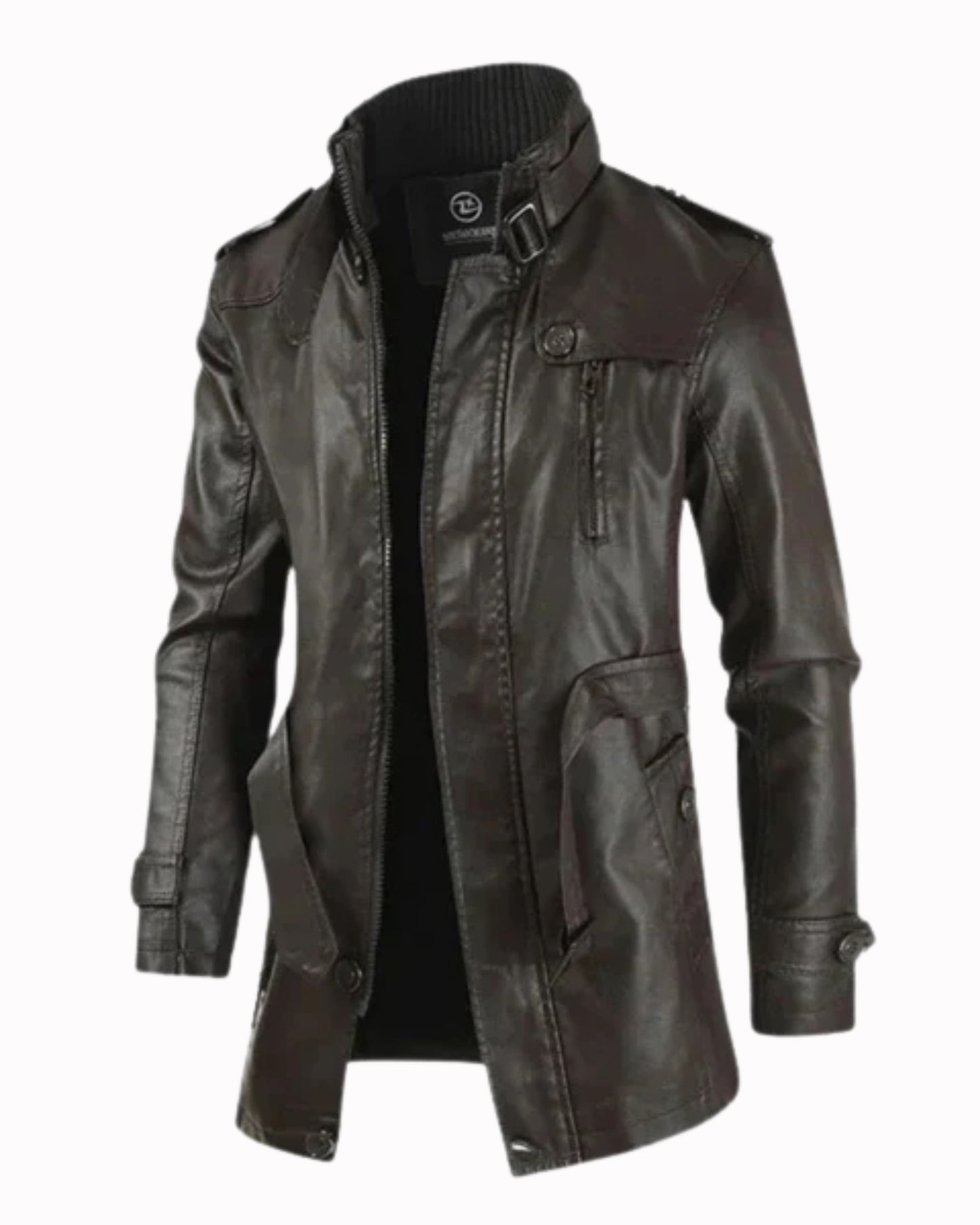 Elegant Long Leather Biker Jacket