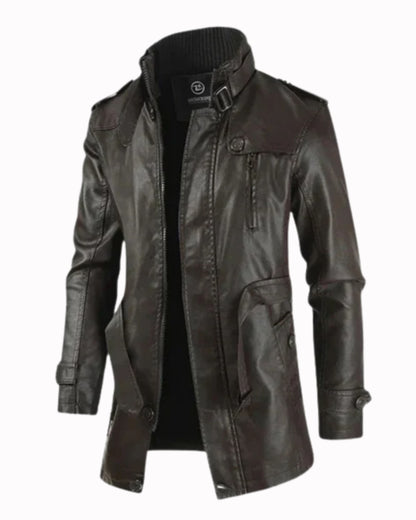 Elegant Long Leather Biker Jacket