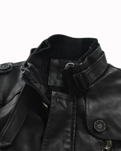 Elegant Long Leather Biker Jacket