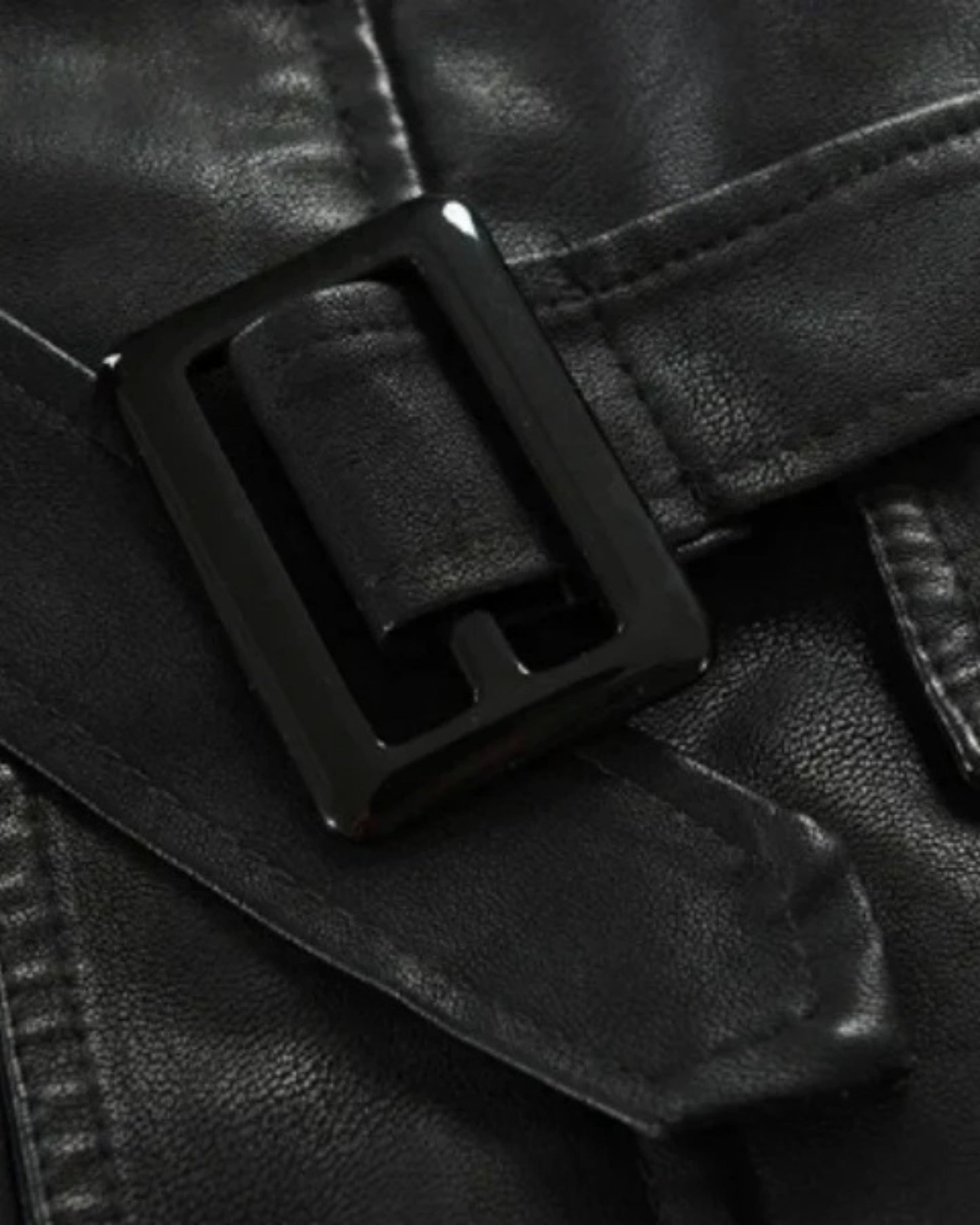 Elegant Long Leather Biker Jacket