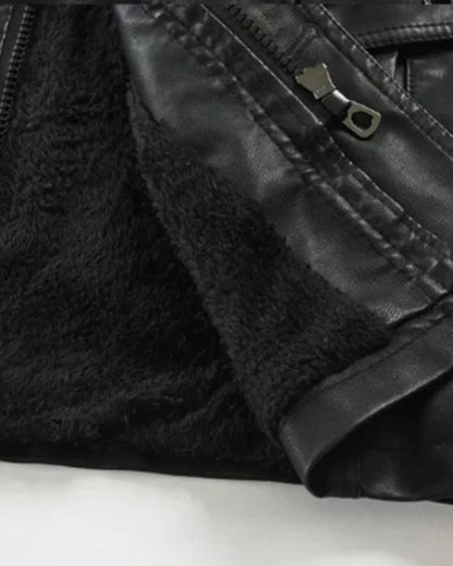 Elegant Long Leather Biker Jacket