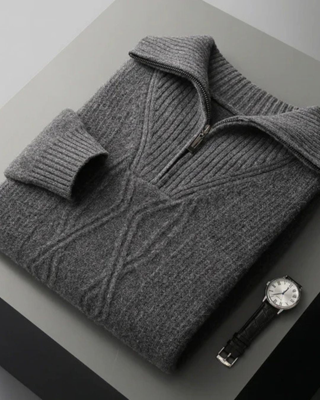 Pull zippé en laine mérinos Taranto