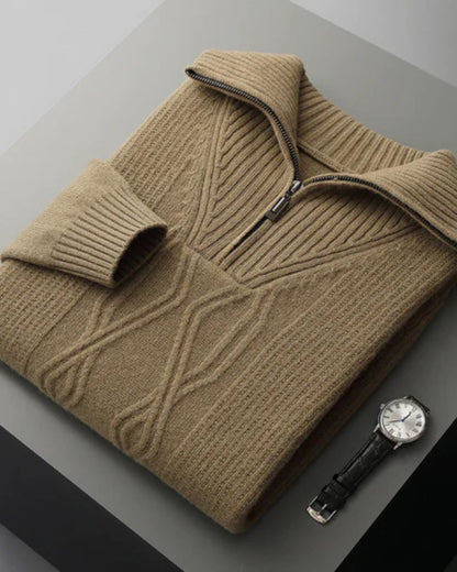 Pull zippé en laine mérinos Taranto