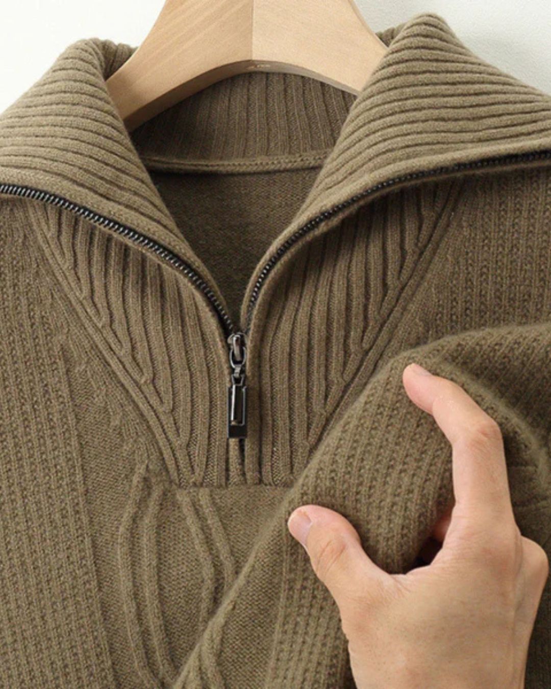 Pull zippé en laine mérinos Taranto