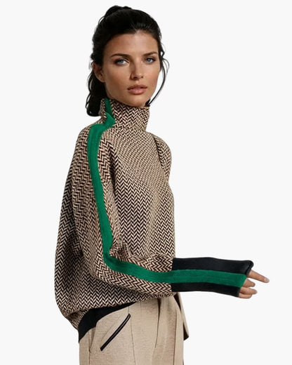 Malou™ - Pull à col montant rayé