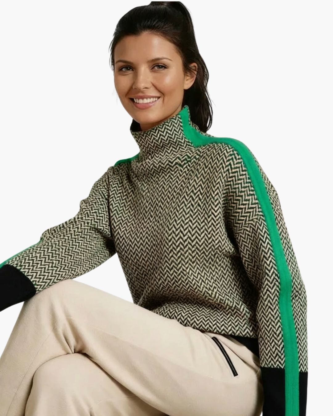 Malou™ - Pull à col montant rayé