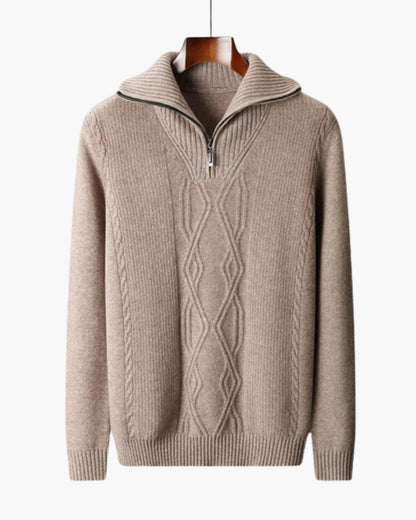 Pull zippé en laine mérinos Taranto