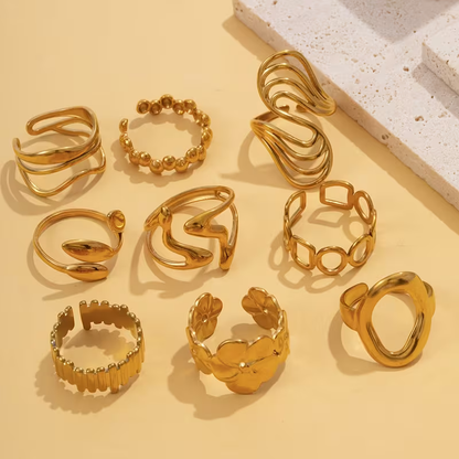Ensemble de Bagues Vintage Dorées