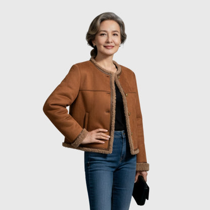 Charlene | Veste en Peau de Mouton sans Boutons