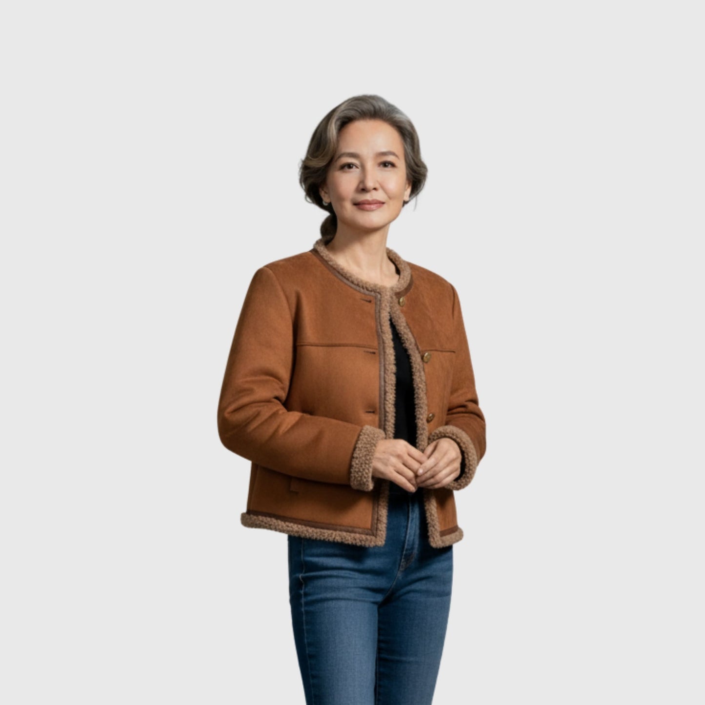 Charlene | Veste en Peau de Mouton sans Boutons