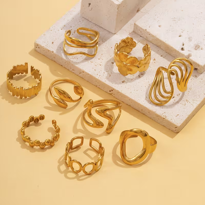 Ensemble de Bagues Vintage Dorées