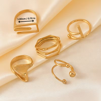 Ensemble de bagues géométriques dorées