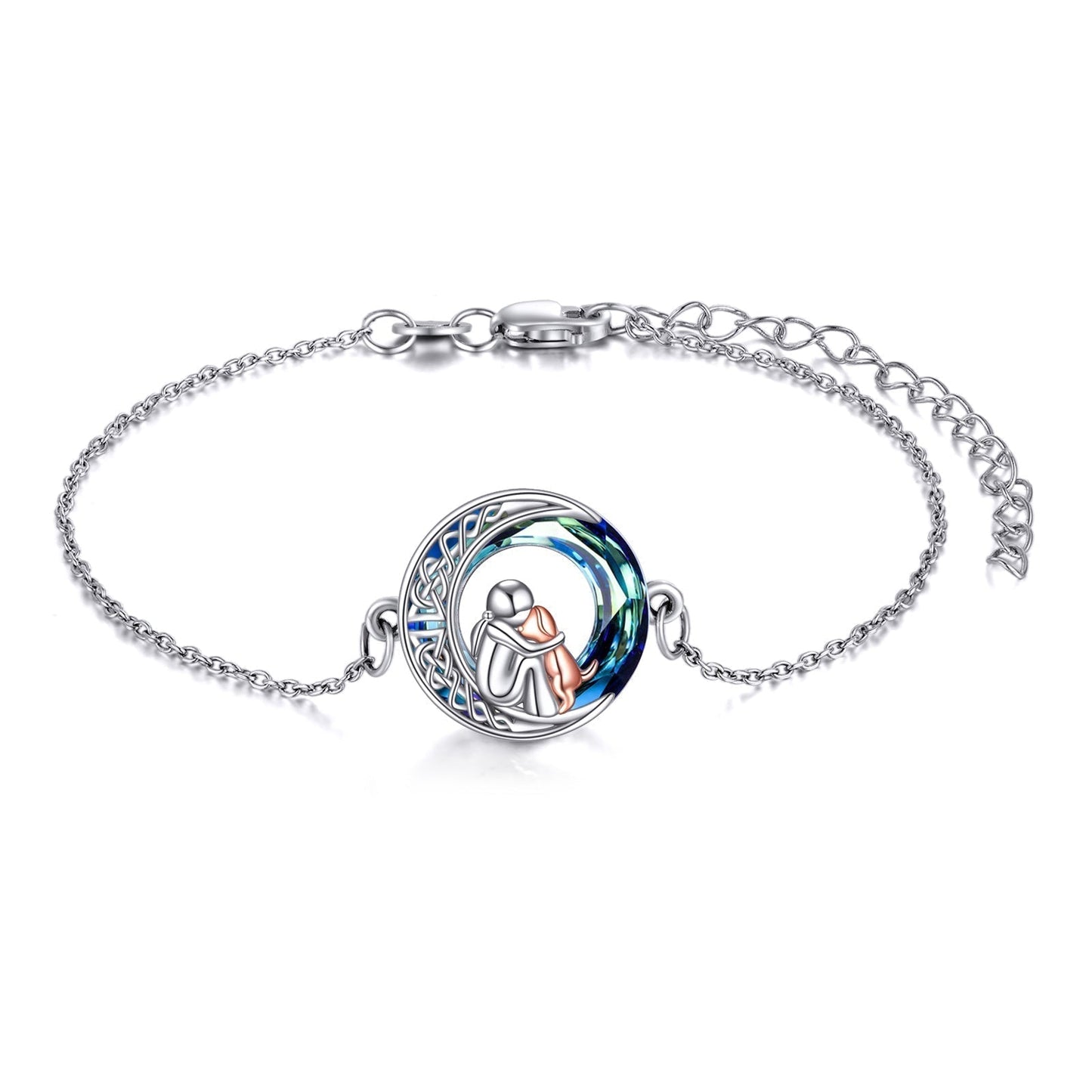 Bracelet porte-bonheur ajustable en argent sterling 925 avec motif en forme de chien