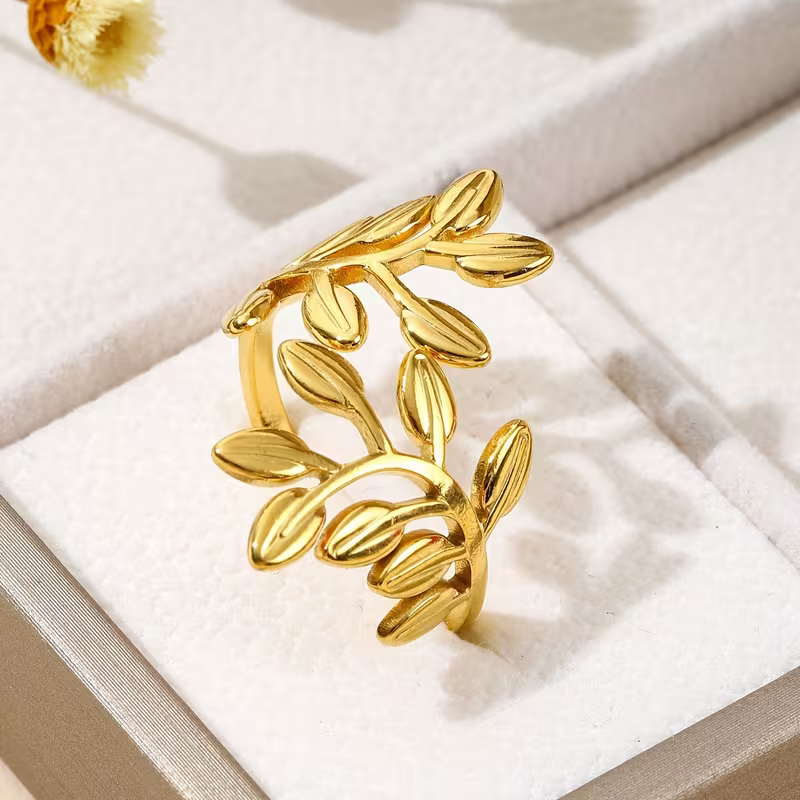 Bague feuille ouverte réglable