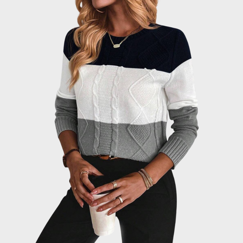 Aya | Pull en Tricot à Motif Bicolore