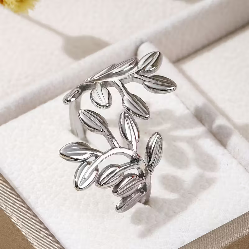 Bague feuille ouverte réglable
