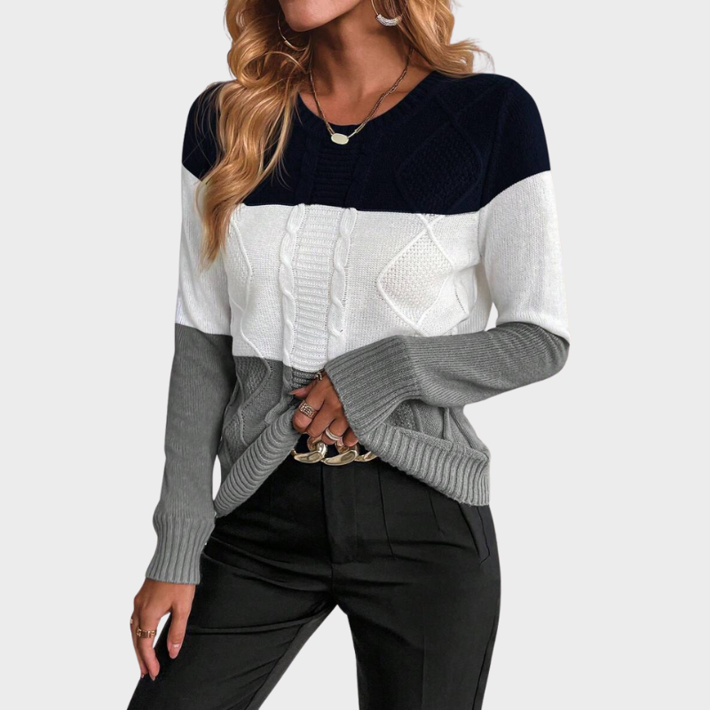 Aya | Pull en Tricot à Motif Bicolore