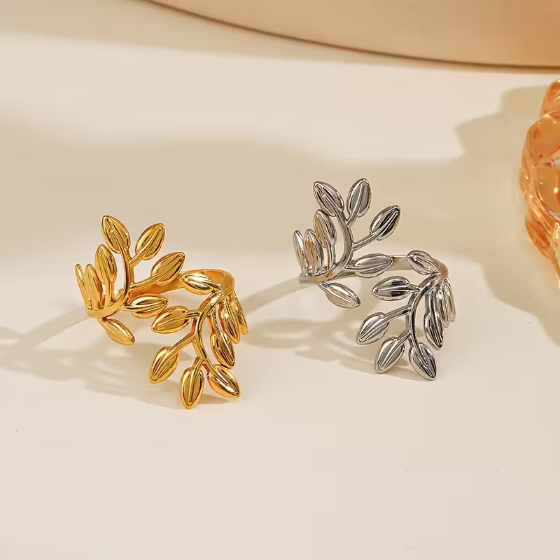 Bague feuille ouverte réglable
