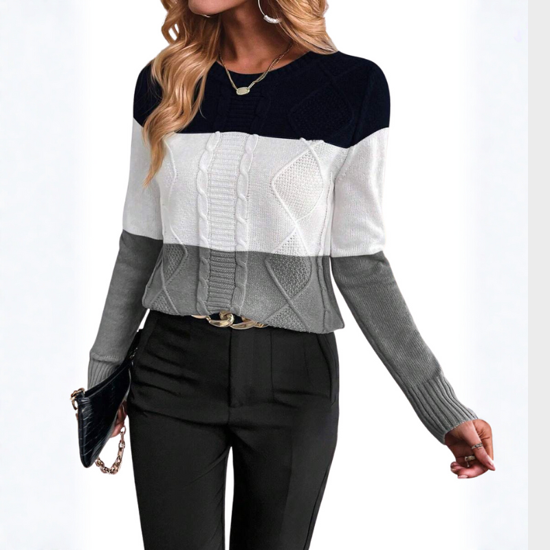 Aya | Pull en Tricot à Motif Bicolore