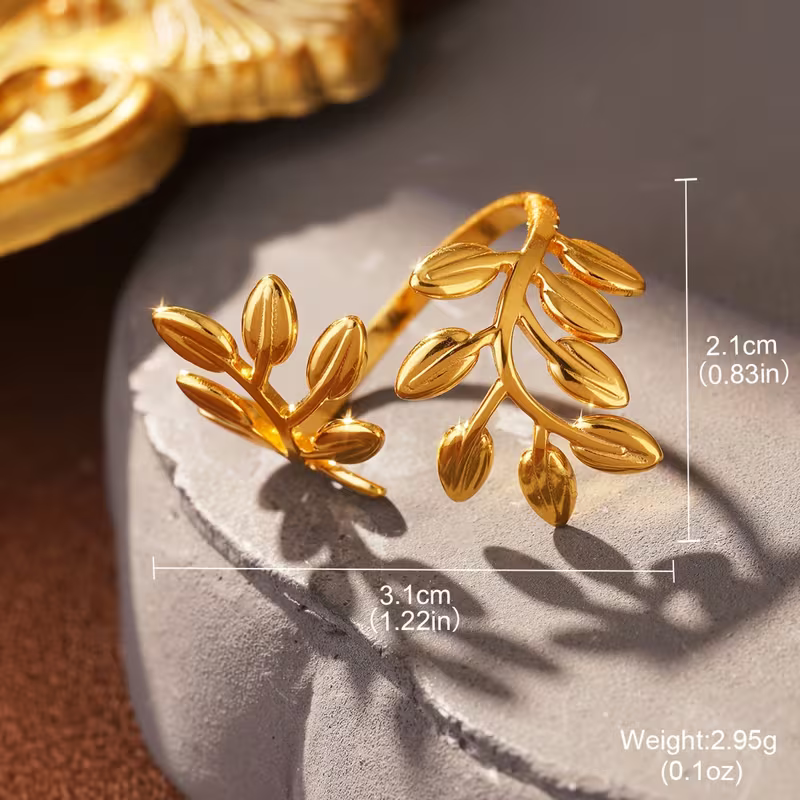 Bague feuille ouverte réglable