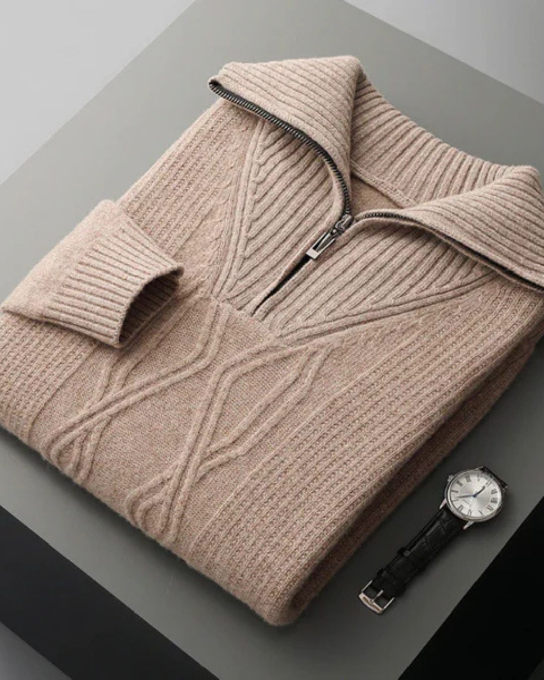 Pull zippé en laine mérinos Taranto