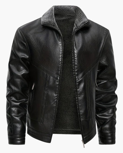 Veste en Cuir Élégante Doublée en Fleece