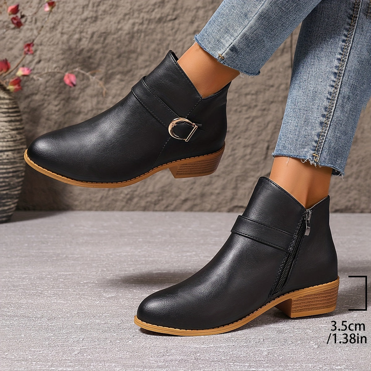 Amélina | Comfortable Buckle Ankle Boots for Sensitive Feet
