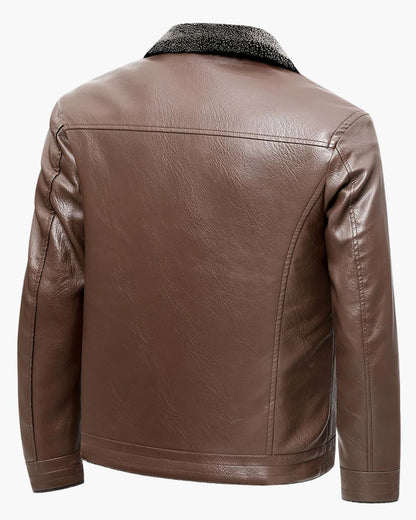Veste en Cuir Élégante Doublée en Fleece