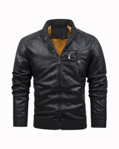 Retro Fleece-Lined Leather Jacket
