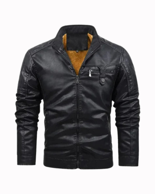 Retro Fleece-Lined Leather Jacket