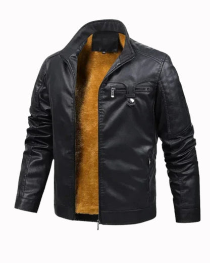 Retro Fleece-Lined Leather Jacket