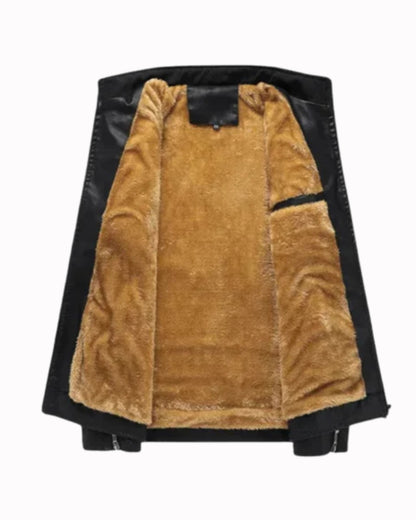 Retro Fleece-Lined Leather Jacket