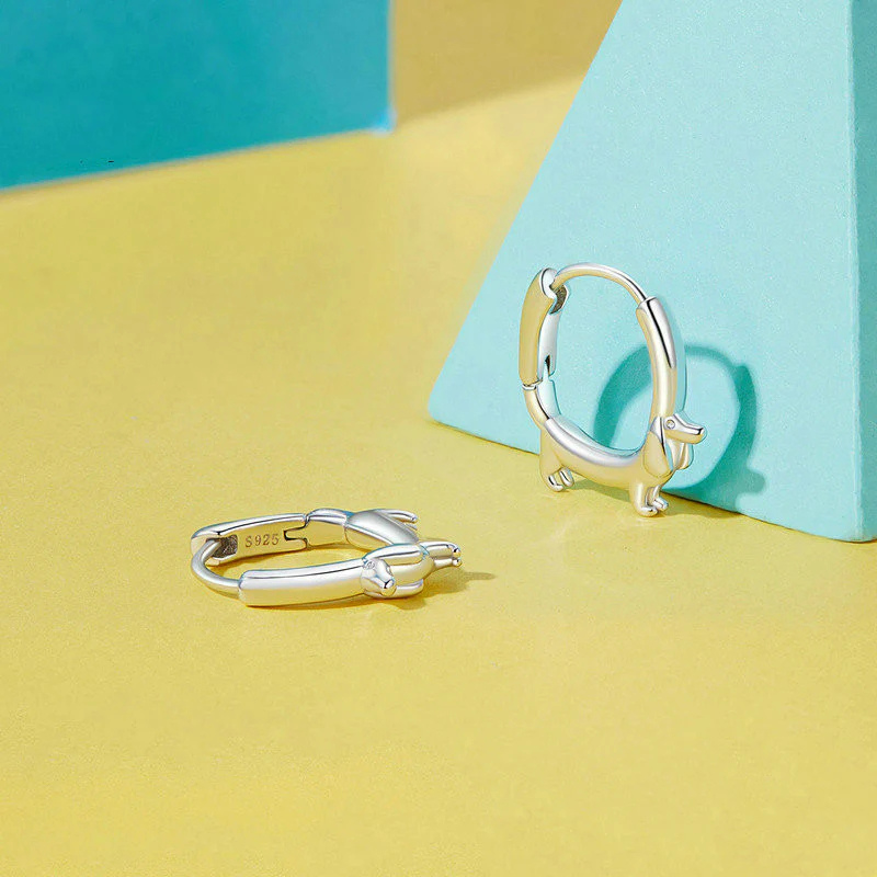 Boucles d'oreilles créoles avec teckel