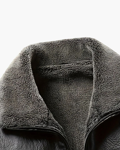 Veste en Cuir Élégante Doublée en Fleece
