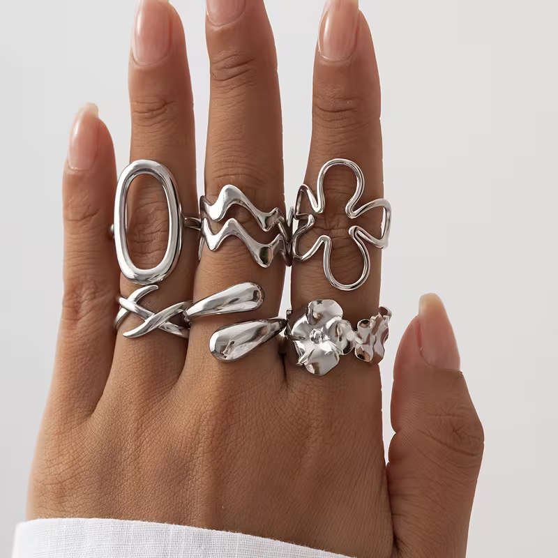 Luxe Geometric Ring Set