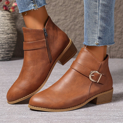 Amélina | Comfortable Buckle Ankle Boots for Sensitive Feet