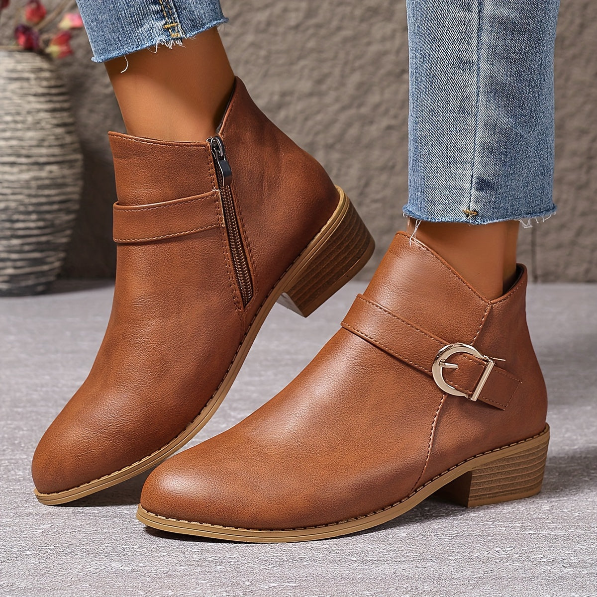 Amélina | Comfortable Buckle Ankle Boots for Sensitive Feet