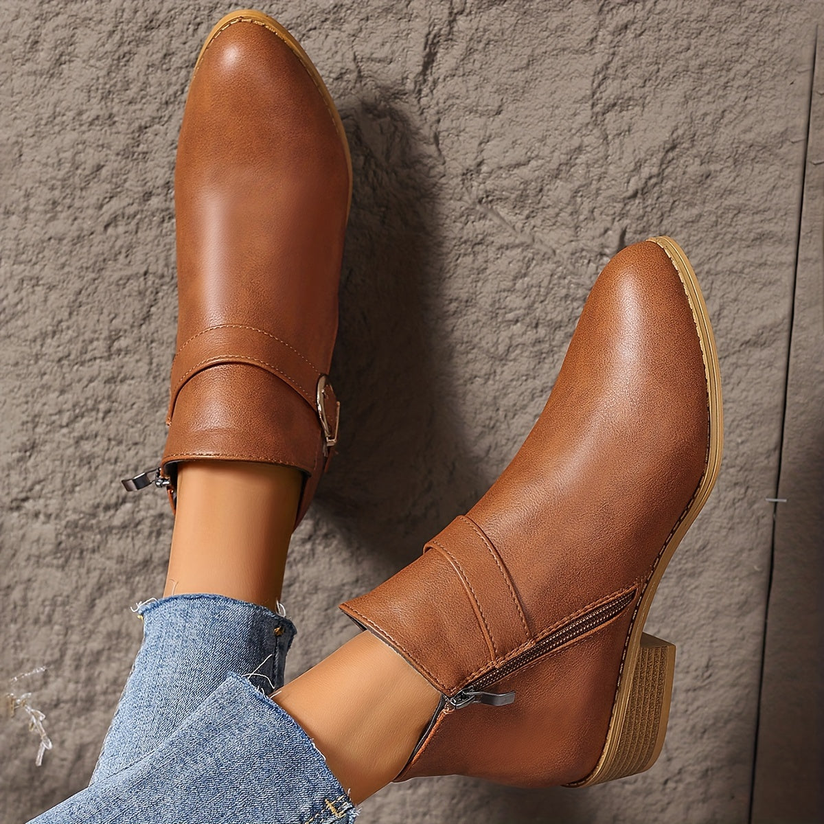 Amélina | Comfortable Buckle Ankle Boots for Sensitive Feet