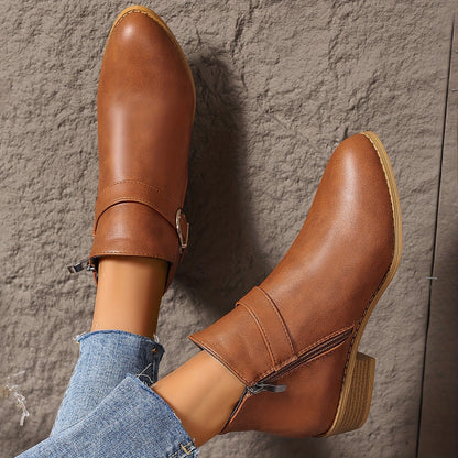 Amélina | Comfortable Buckle Ankle Boots for Sensitive Feet