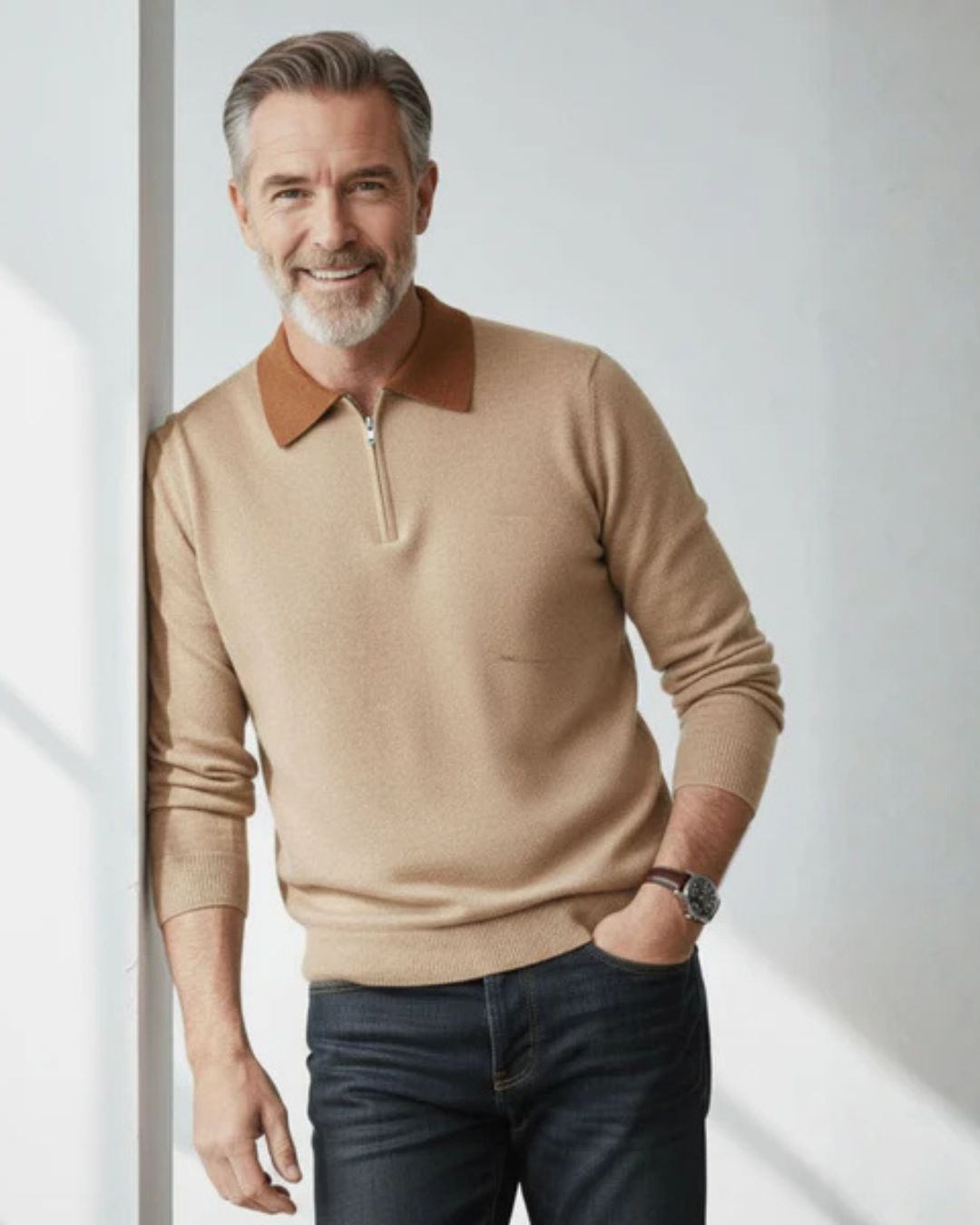 Polo zippé en cachemire Castelle