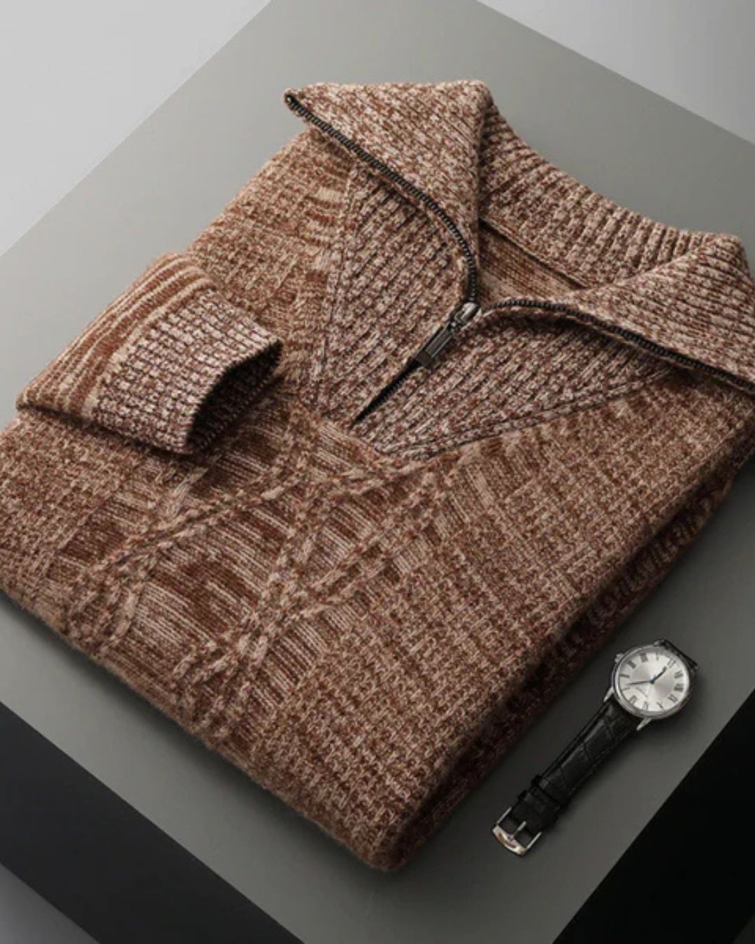 Pull zippé en laine mérinos Taranto