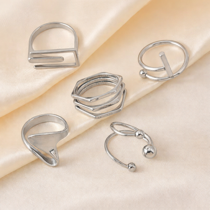 Ensemble de bagues géométriques dorées